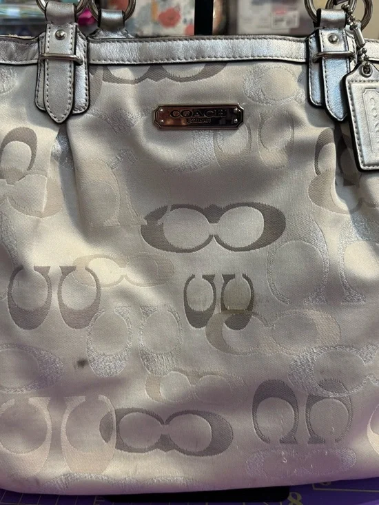 Coach Gallery Optic Silver Signature Jacquard Tote Project Bag - Picture 2 of 11